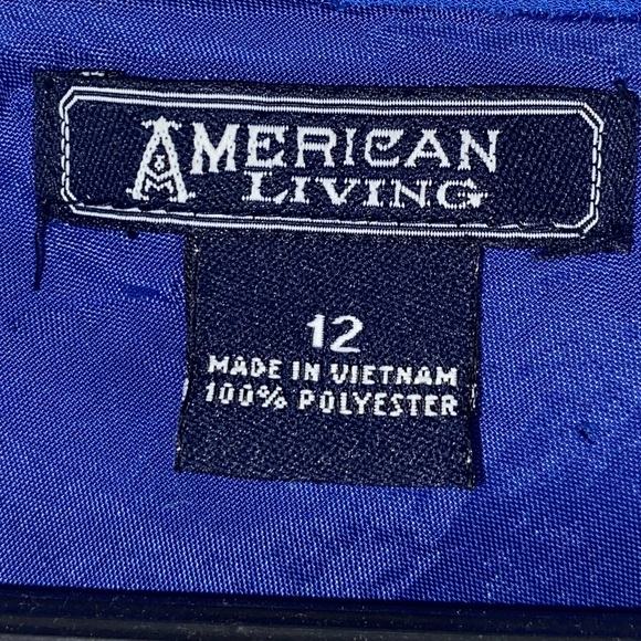 American Living Ruffle V-Neck Sleeveless Blue Midi Dress, 12 EUC - Picture 5 of 5